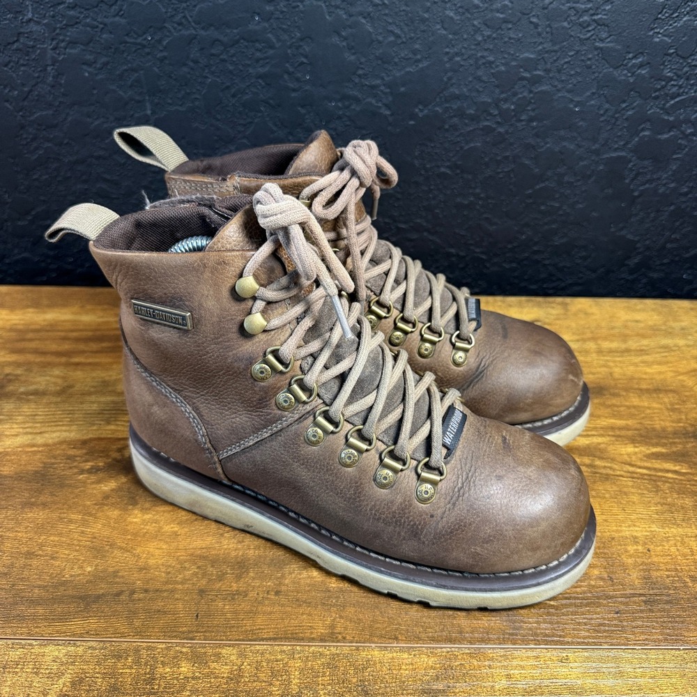 Harley-Davidson Denway D84496 Brown Leather Waterproof Riding Boots Women 6.5